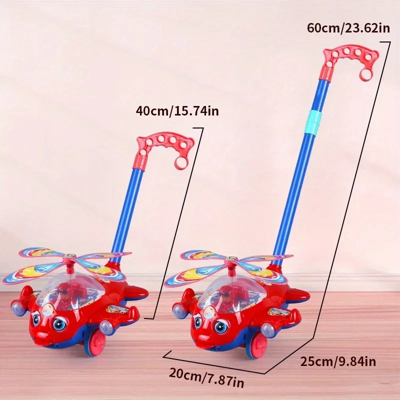 Interactive Baby Walker Toy with Push Handle,Detachable Plane