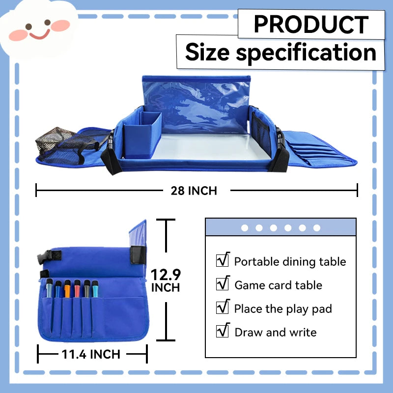 Kids Travel Seat Tray for Car Storage Table Drawing Board Safety