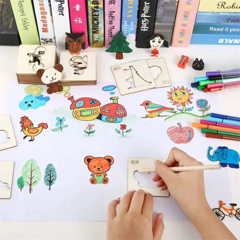 Set of Drawing Templates Wooden