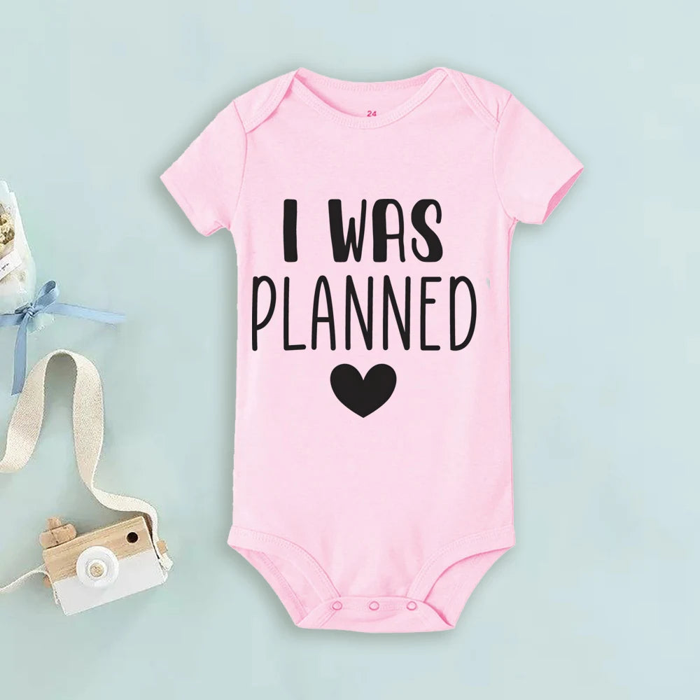 I Was Planned/I Was Surprise Print Romper Twins Brother Sister Bodysuit