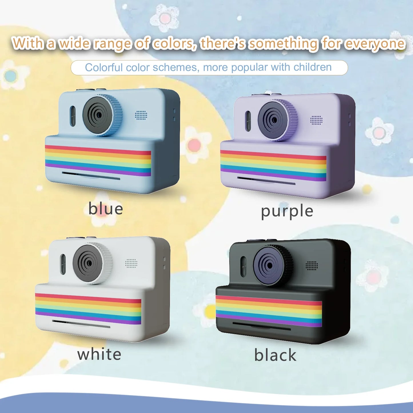 Mini Printer Portable Thermal Instant Print Photo Kids Camera 2.8inch HD