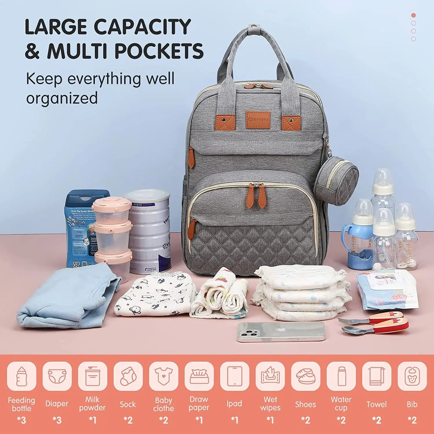 3 In 1 Diaper Bag Backpack Foldable Baby Bed Waterproof Travel Bag with USB Charge Diaper Bag Backpack with Changing Bed