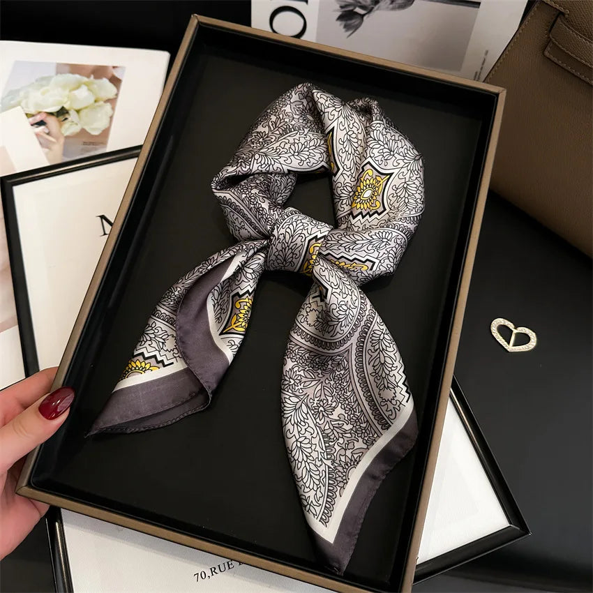 Luxury Vintage Print Square Scarf