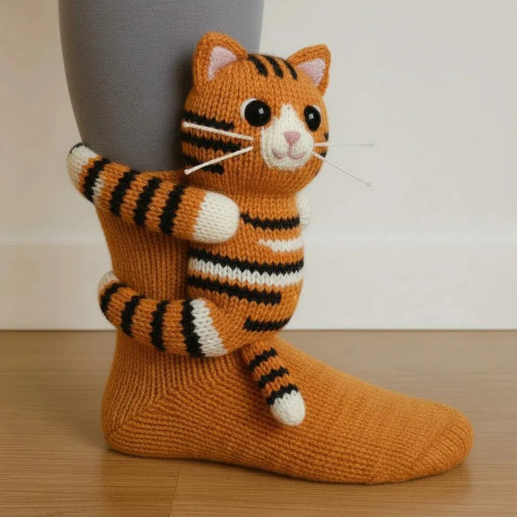 🧦 3D Knitted Animal Cute Socks | Cozy Fuzzy Thick Plush Kawaii Socks for Women, Teens & Kids | Winter Homewear & Holiday Gift