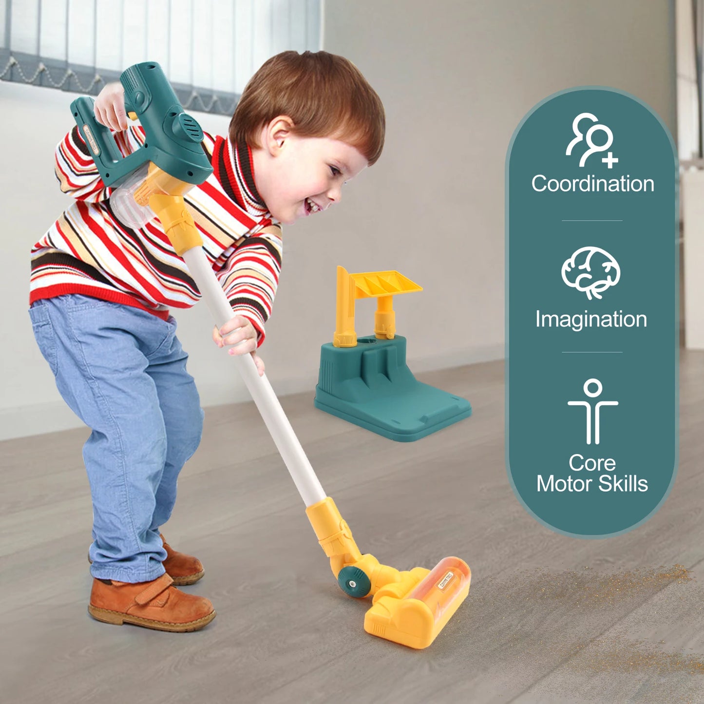 Electric Mini Vacuum Cleaner Simulation Housework Dust Catcher with Light and Music