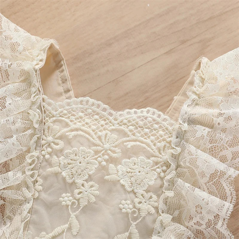 Ruffle Fly Sleeve Lace Romper Jumpsuit Dress Outfits 0-24M