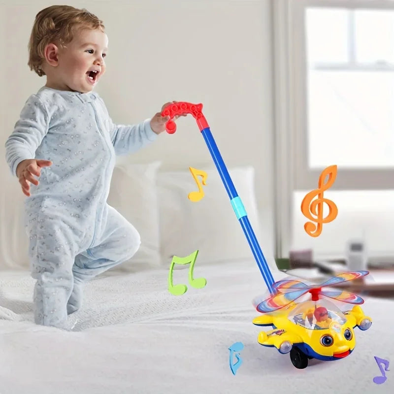 Interactive Baby Walker Toy with Push Handle,Detachable Plane
