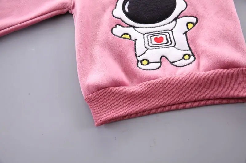 Autumn Winter Baby Boys Clothes Sets Thick Fleece Cartoon Bear Jacket Vest Pants 3Pcs Cotton Sport Suit For Girls Warm Outfits