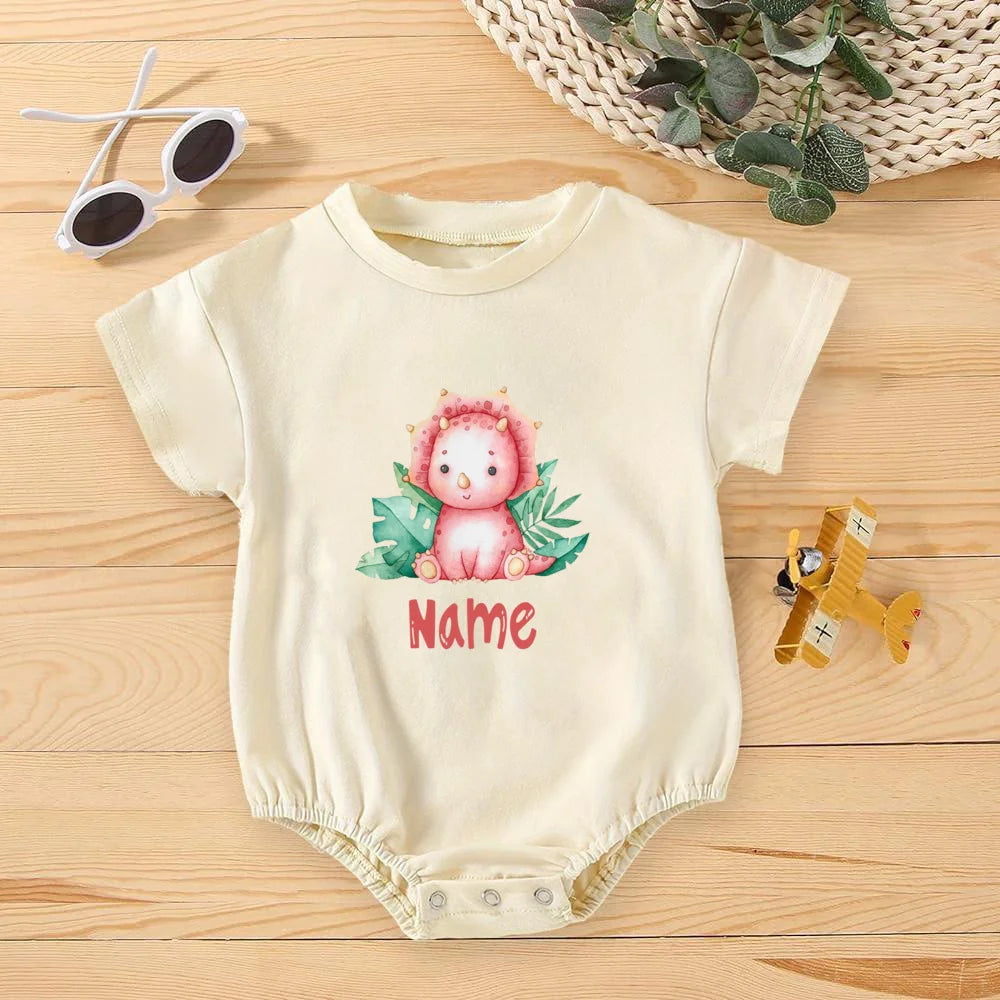 Personalised Rainbow with Name Bubble Romper Infant Jungle Birthday Party Clothes Baby Oversized Bodysuit Cute Wild One Jumpsuit