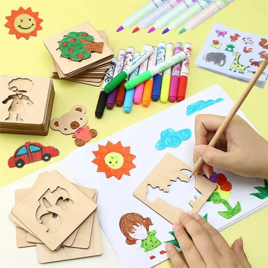 Set of Drawing Templates Wooden