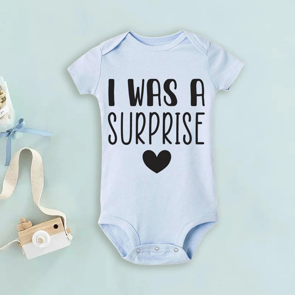 I Was Planned/I Was Surprise Print Romper Twins Brother Sister Bodysuit