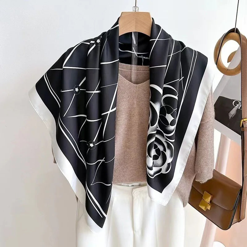 Luxury Vintage Print Square Scarf