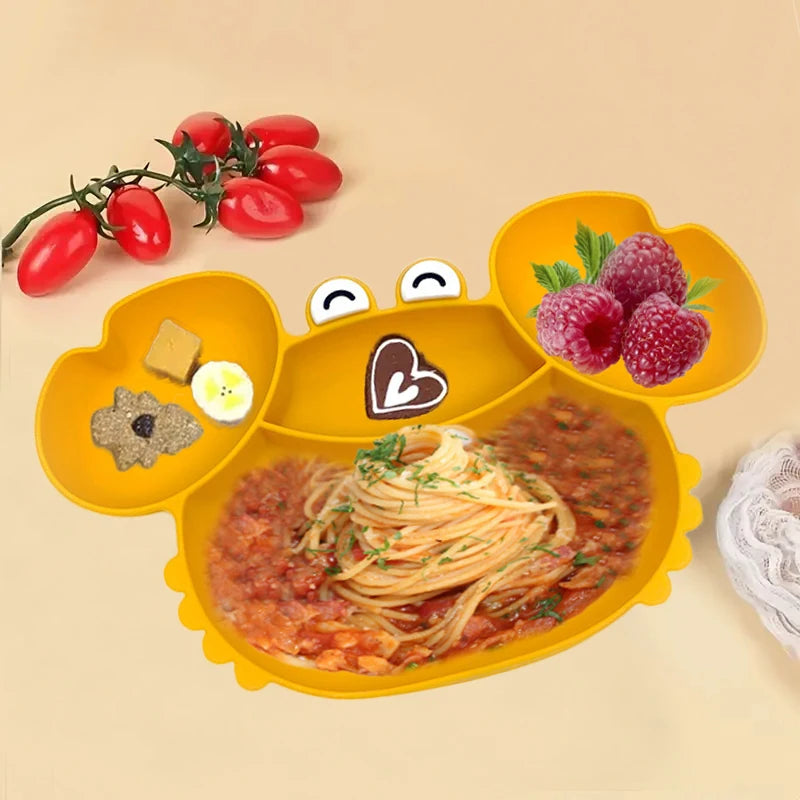 Children's silicone compartmentalized dinner plate