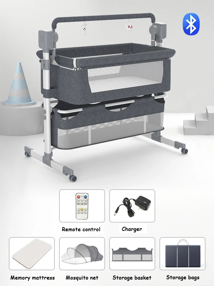 Baby Crib Bed  Electric with Music Movable and Portable