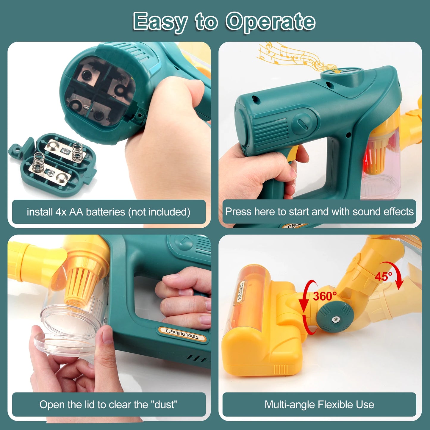Electric Mini Vacuum Cleaner Simulation Housework Dust Catcher with Light and Music