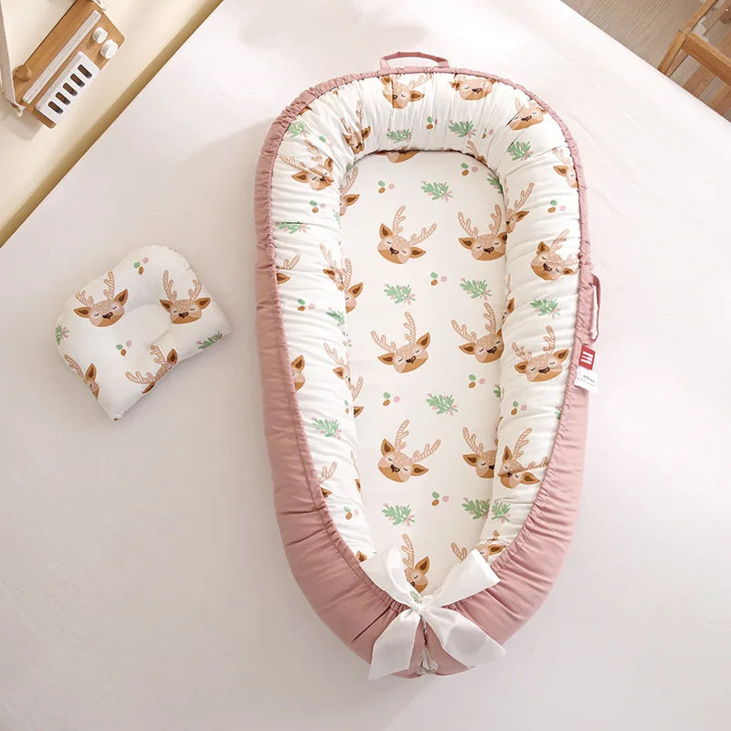 Baby Nest for Sleeping Newborn Baby Lounger Cotton Breathable Adjustable