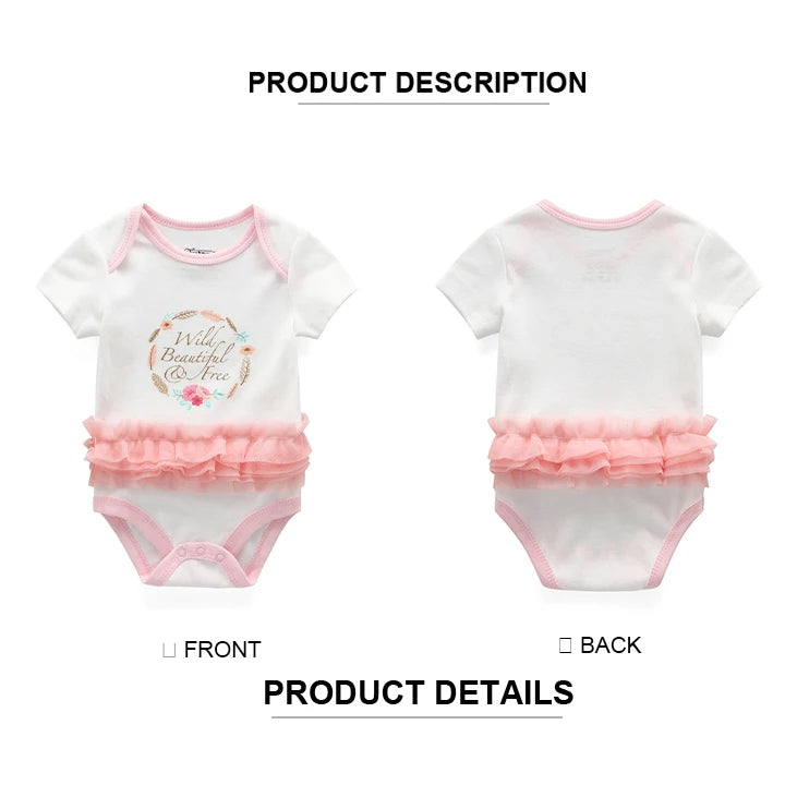 Kiddiezoom 3 Pcs Newborn Cartoon Short Sleeve Baby Boy Girl Bodysuits Soft 100%Cotton Baby Onesies Unisex Baby Clothes