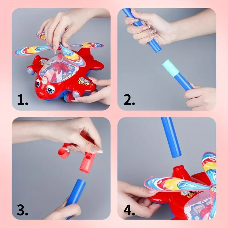 Interactive Baby Walker Toy with Push Handle,Detachable Plane