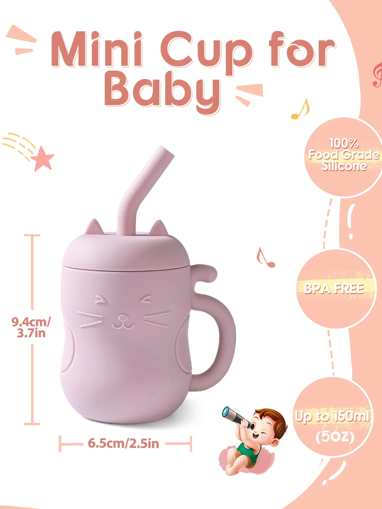 150ML Silicone Baby Feeding Straw Cup