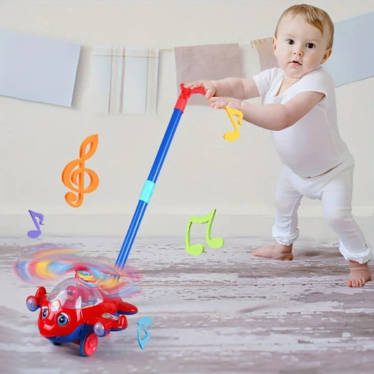 Interactive Baby Walker Toy with Push Handle,Detachable Plane