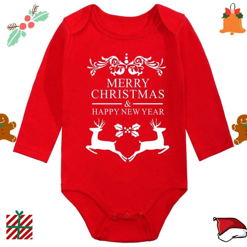 2024 Infant Newborn My First Christmas Rompers Baby Boys Girls Bodysuit Born Crawling Long Sleeve Jumpsuits Festival Party Gifts