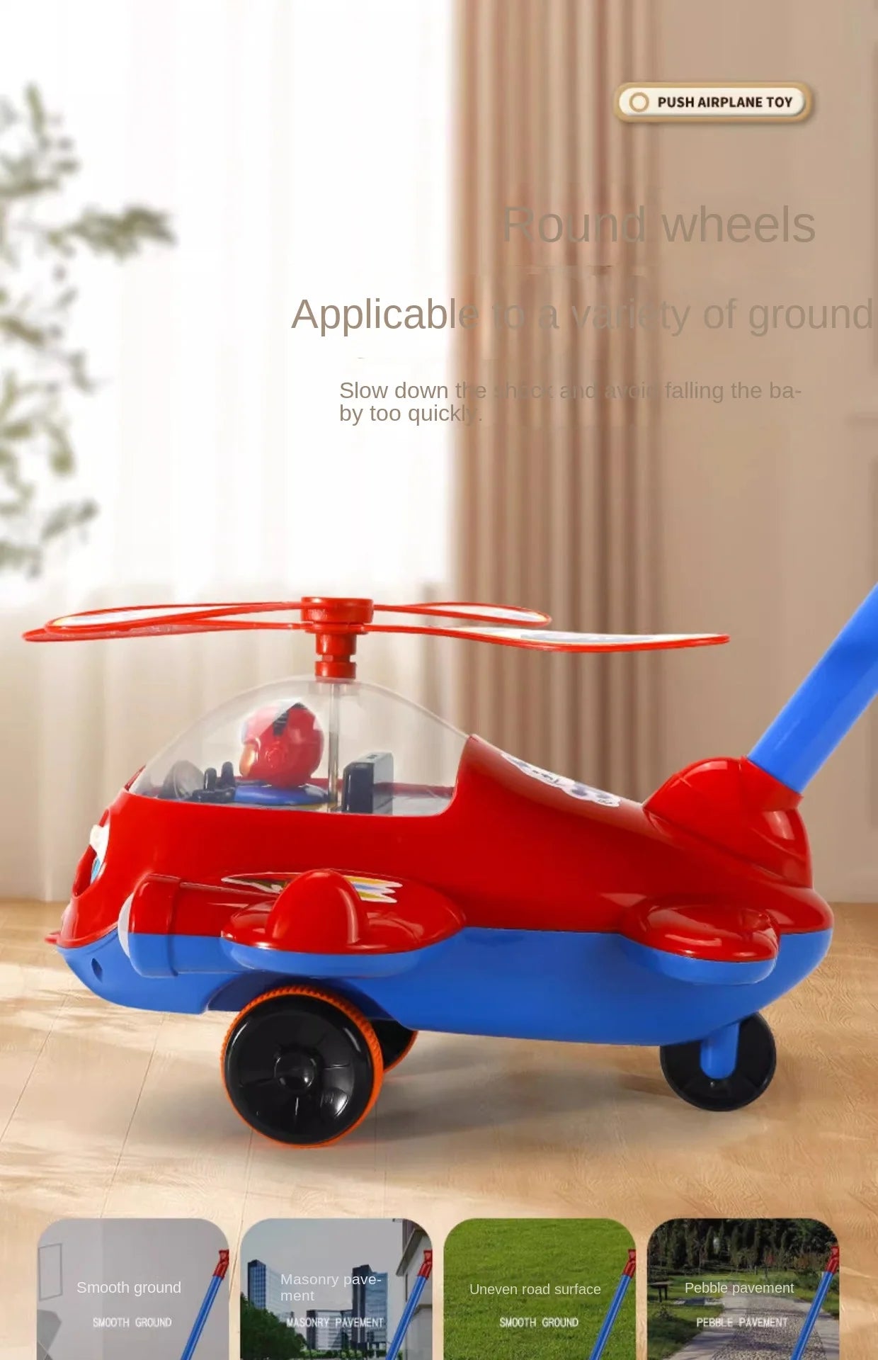 Hand Push Airplane Stroller Toy