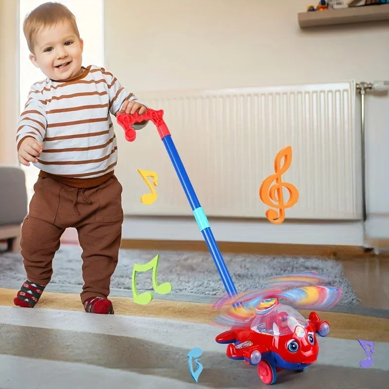 Interactive Baby Walker Toy with Push Handle,Detachable Plane