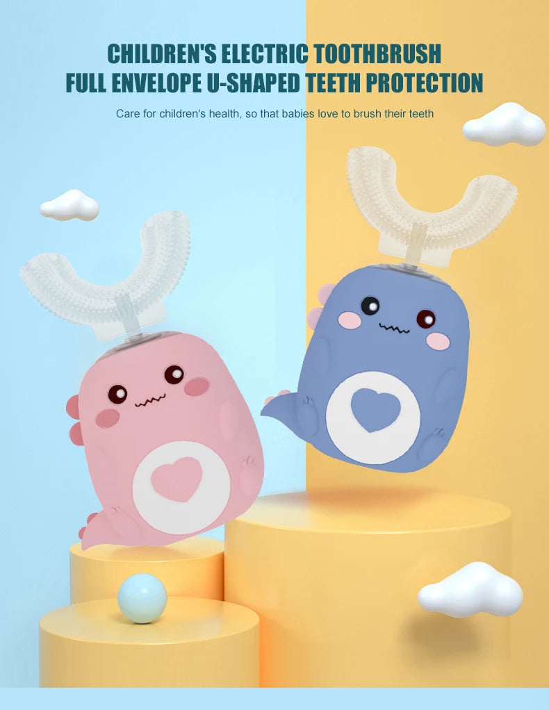 Kids U-Shape Toothbrush 360° Soft Silicone | Toddler & Baby Toothbrush | BPA-Free Manual Toothbrush for Boys & Girls | Gentle Gum Care, Safe Oral Hygiene, Fun Design