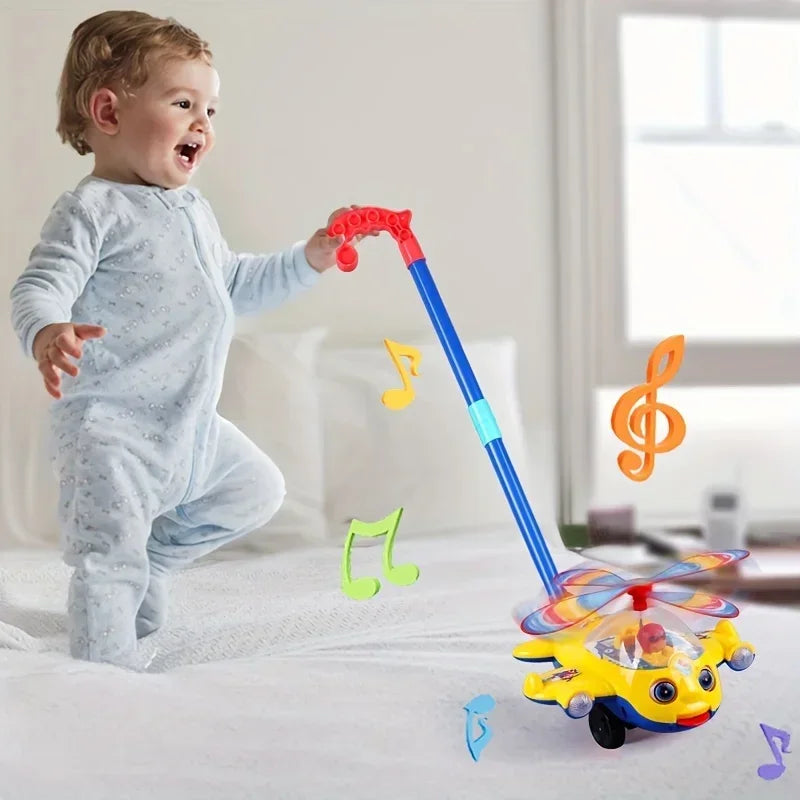 Interactive Baby Walker Toy with Push Handle,Detachable Plane