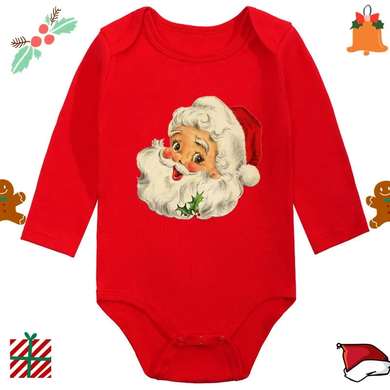 2024 Infant Newborn My First Christmas Rompers Baby Boys Girls Bodysuit Born Crawling Long Sleeve Jumpsuits Festival Party Gifts