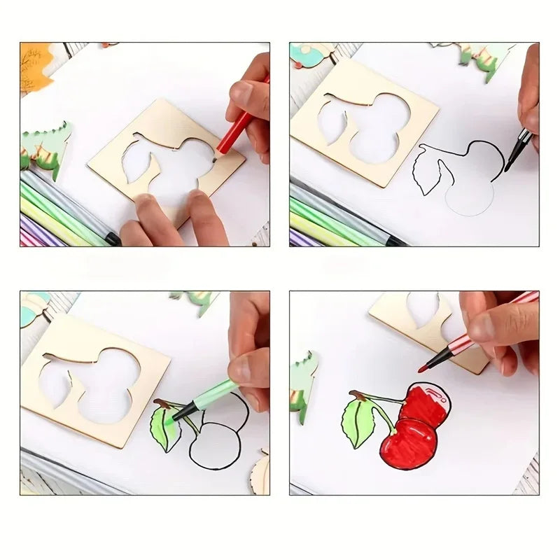 Set of Drawing Templates Wooden