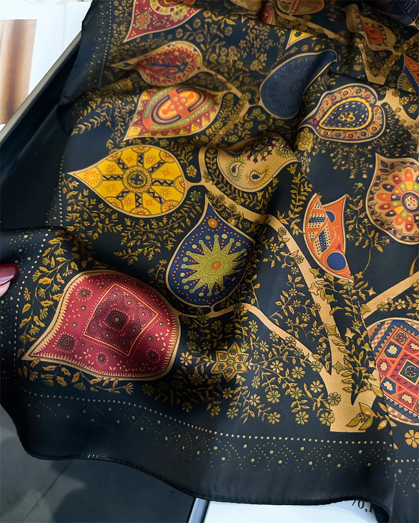 Luxury Vintage Print Square Scarf