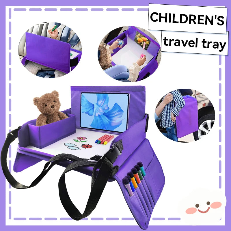 Kids Travel Seat Tray for Car Storage Table Drawing Board Safety