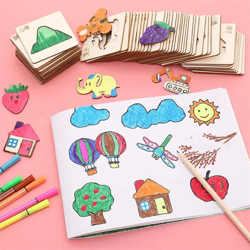 Set of Drawing Templates Wooden