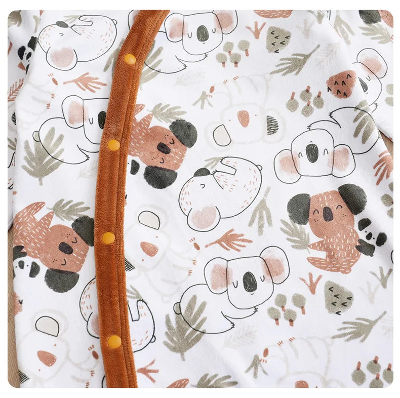 2pcs Newbaby foot jumpsuit Embroidered koala 0-12 months winter comfortable long sleeves，Baby Boy's girls Clothing, As Gift